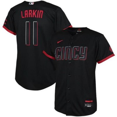 Youth Cincinnati Reds 11 Barry Larkin Black 2023 City Connect Stitched Baseball Jersey