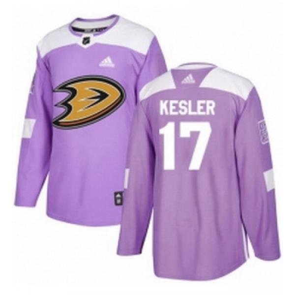 Youth Adidas Anaheim Ducks 17 Ryan Kesler Authentic Purple Fights Cancer Practice NHL Jersey