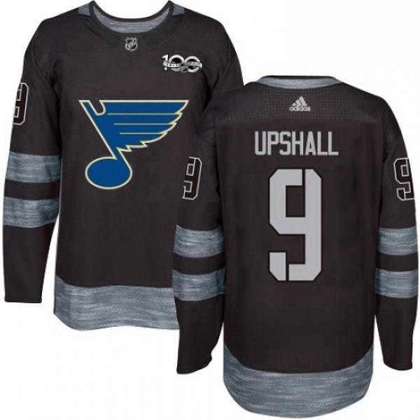 Mens Adidas St Louis Blues 9 Scottie Upshall Authentic Black 1917 2017 100th Anniversary NHL Jersey