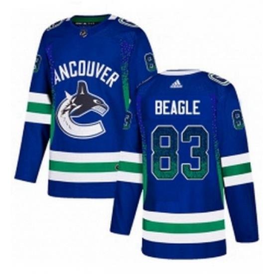 Mens Adidas Vancouver Canucks 83 Jay Beagle Authentic Blue Drift Fashion NHL Jersey