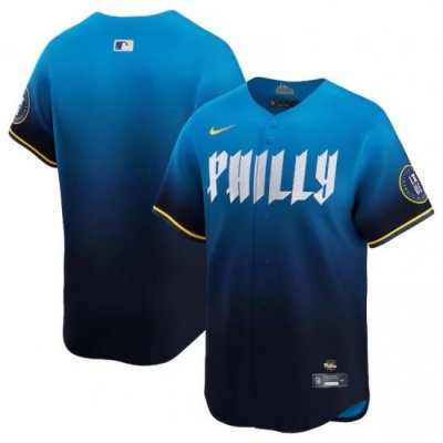 Men Philadelphia Phillies Blank Blue 2024 City Connect Limited Stitched Jersey