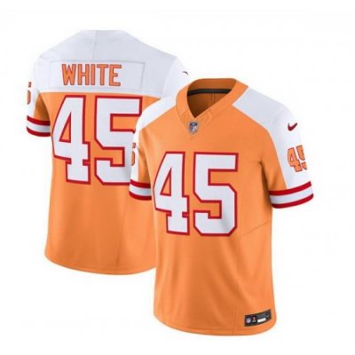 Men Tampa Bay Buccaneers 45 Devin White 2023 F U S E  White Gold Throwback Limited Stitched Jersey