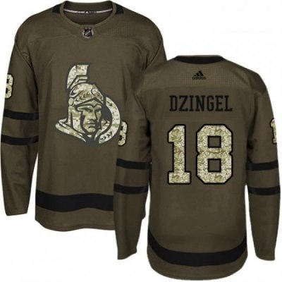 Youth Adidas Ottawa Senators 18 Ryan Dzingel Authentic Green Salute to Service NHL Jersey