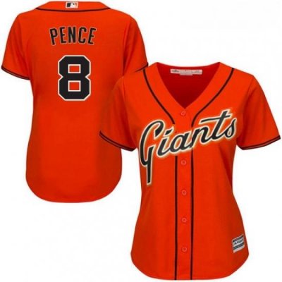 Womens Majestic San Francisco Giants 8 Hunter Pence Authentic Orange Alternate Cool Base MLB Jersey