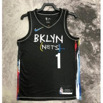 Men Brooklyn Nets 1 Mikal Bridges Black Stitched Basketball Jersey