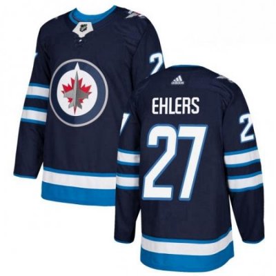 Mens Adidas Winnipeg Jets 27 Nikolaj Ehlers Authentic Navy Blue Home NHL Jersey