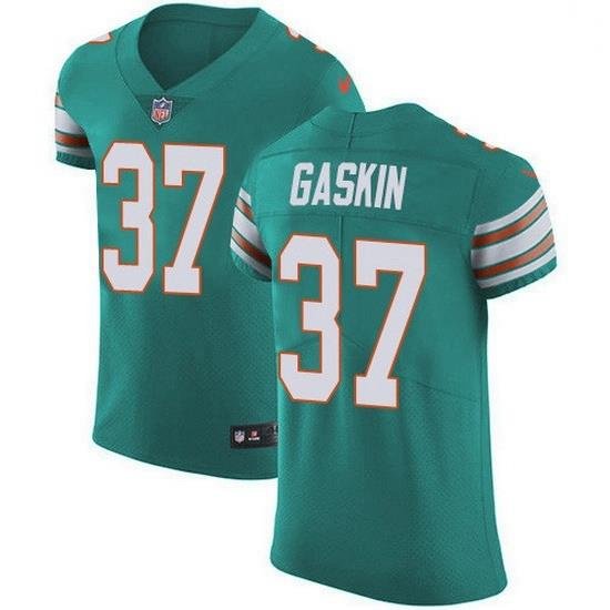 Nike Miami Dolphins 37 Myles Gaskin Aqua Green Alternate Men Stitched NFL New Elite Jersey