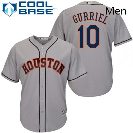 Mens Majestic Houston Astros 10 Yuli Gurriel Replica Grey Road Cool Base MLB Jersey