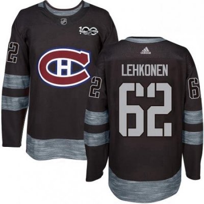 Mens Adidas Montreal Canadiens 62 Artturi Lehkonen Authentic Black 1917 2017 100th Anniversary NHL Jersey