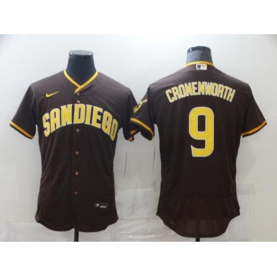 Men Nike San Diego Padres 9 CRONENWORTH BroWn Tan Authentic Alternate Player Jersey