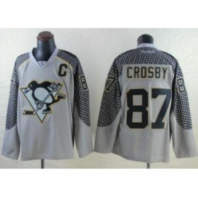 Pittsburgh Penguins #87 Sidney Crosby Charcoal Cross Check Fashion Stitched NHL Jersey