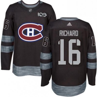 Mens Adidas Montreal Canadiens 16 Henri Richard Premier Black 1917 2017 100th Anniversary NHL Jersey