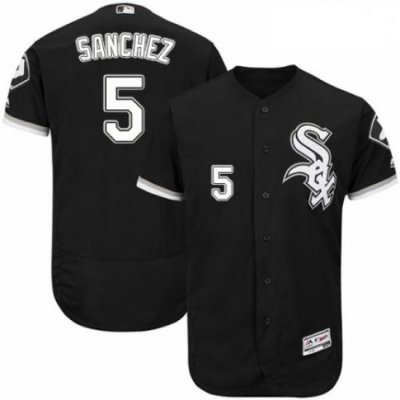 Mens Majestic Chicago White Sox 5 Yolmer Sanchez Black Alternate Flex Base Authentic Collection MLB Jersey