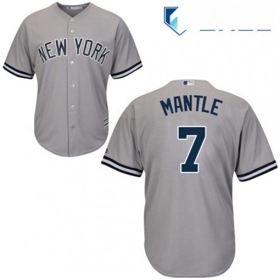 Youth Majestic New York Yankees 7 Mickey Mantle Authentic Grey Road MLB Jersey