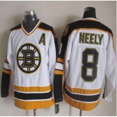 Boston Bruins #8 Cam Neely White-Black CCM Throwback Stitched NHL Jersey