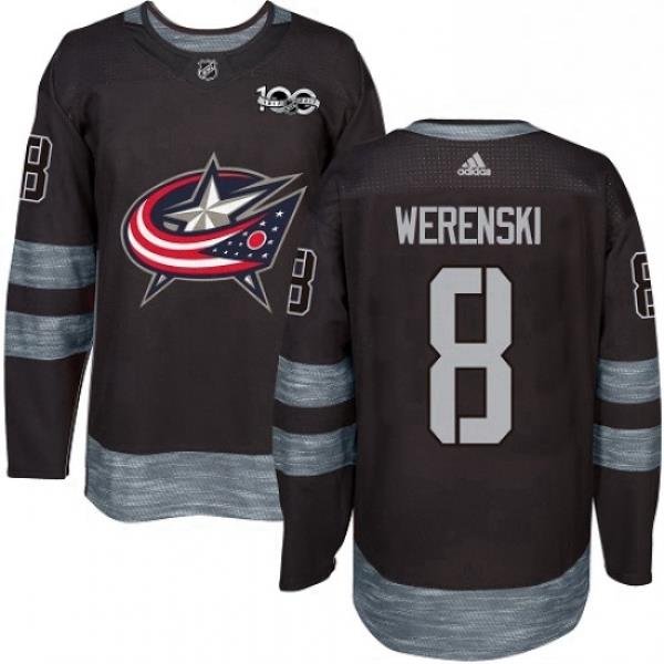 Mens Adidas Columbus Blue Jackets 8 Zach Werenski Premier Black 1917 2017 100th Anniversary NHL Jersey