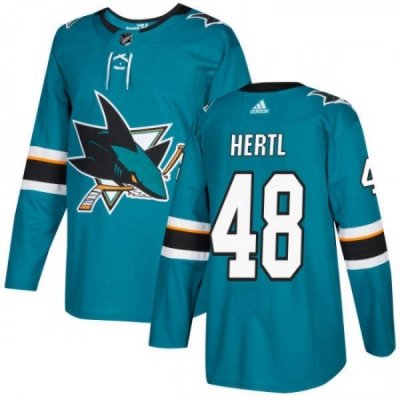 Youth Adidas San Jose Sharks 48 Tomas Hertl Premier Teal Green Home NHL Jersey