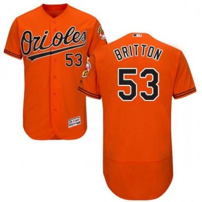 Mens Majestic Baltimore Orioles 53 Zach Britton Orange Alternate Flex Base Authentic Collection MLB Jersey