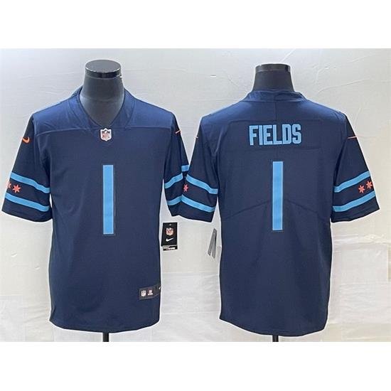 Men Chicago Bears 1 Justin Fields Navy 2019 City Edition Limited Stitched NFL Jersey