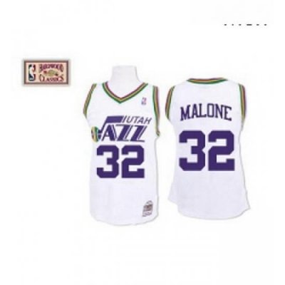 Mens Mitchell and Ness Utah Jazz 32 Karl Malone Swingman White Throwback NBA Jersey