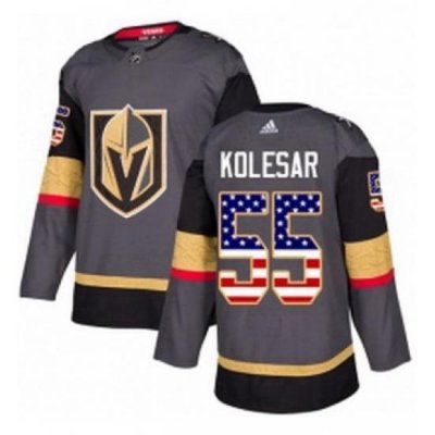 Mens Adidas Vegas Golden Knights 55 Keegan Kolesar Authentic Gray USA Flag Fashion NHL Jersey