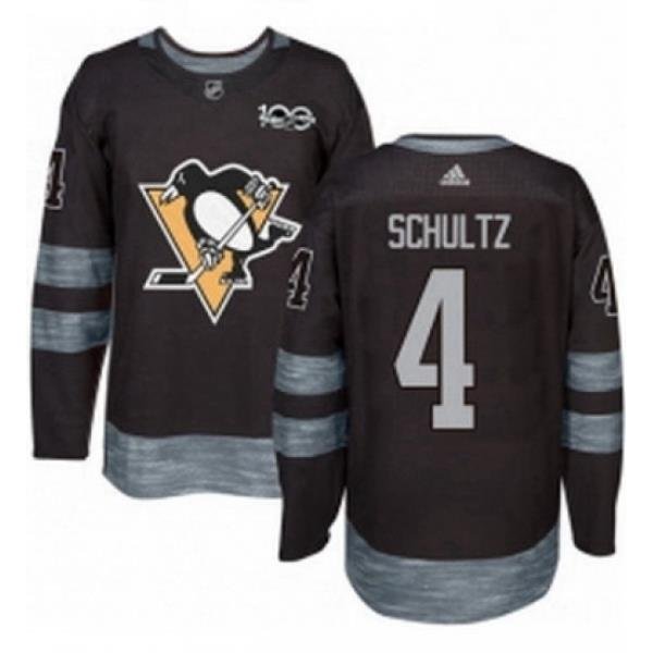 Mens Adidas Pittsburgh Penguins 4 Justin Schultz Authentic Black 1917 2017 100th Anniversary NHL Jersey