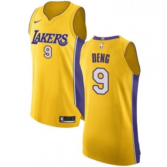 Womens Nike Los Angeles Lakers 9 Luol Deng Authentic Gold Home NBA Jersey Icon Edition