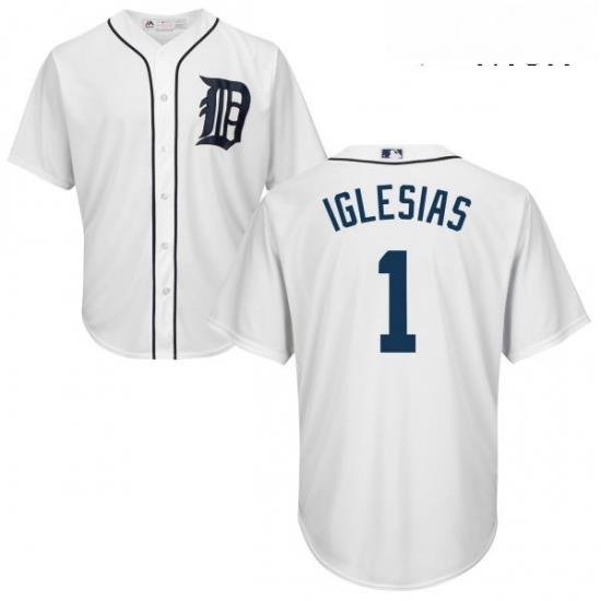 Mens Majestic Detroit Tigers 1 Jose Iglesias Replica White Home Cool Base MLB Jersey