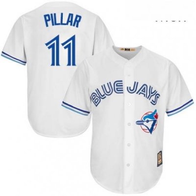 Mens Majestic Toronto Blue Jays 11 Kevin Pillar Replica White Cooperstown MLB Jersey