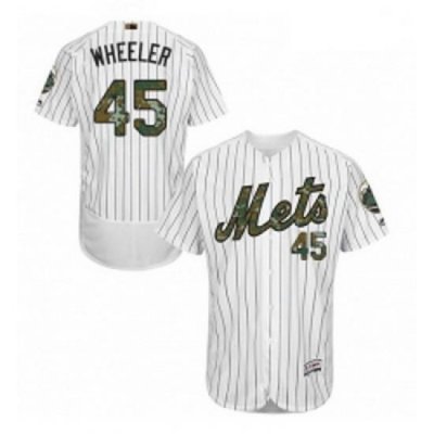 Mens Majestic New York Mets 45 Zack Wheeler Authentic White 2016 Memorial Day Fashion Flex Base MLB Jersey