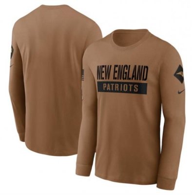 Men New England Patriots 2023 Brown Salute To Service Long Sleeve T Shirt