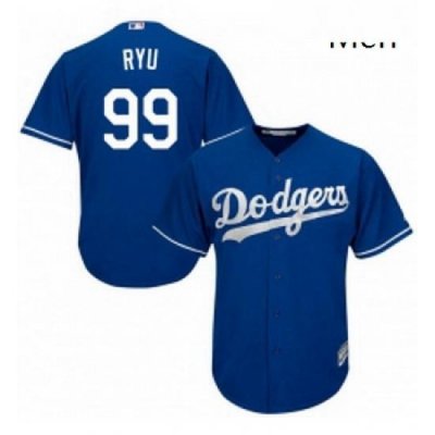 Mens Majestic Los Angeles Dodgers 99 Hyun Jin Ryu Replica Royal Blue Alternate Cool Base MLB Jersey