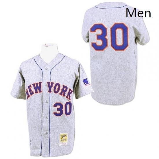 Mens Mitchell and Ness 1969 NeW York Mets 30 Nolan Ryan Replica Grey ThroWback MLB Jersey