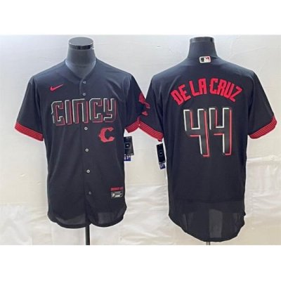 Men Cincinnati Reds 44 Elly De La Cruz Black 2023 City Connect Cool Base Stitched Jersey 1