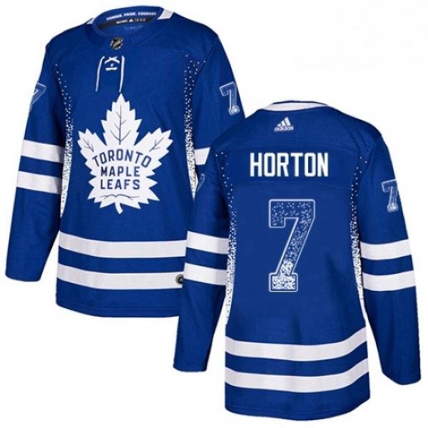 Mens Adidas Toronto Maple Leafs 7 Tim Horton Authentic Blue Drift Fashion NHL Jersey