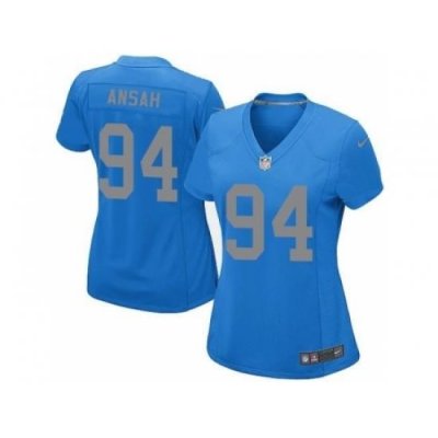 Nike NFL Detroit Lions #94 Ziggy Ansah Elite Women's Blue Alternate Jersey