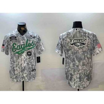 Men Philadelphia Eagles big logo 2024 F U S E Arctic Camo Salute To Service Limited Stitched Jersey