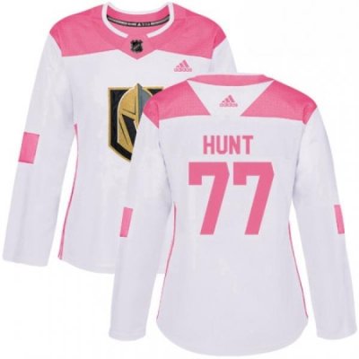 Womens Adidas Vegas Golden Knights 77 Brad Hunt Authentic WhitePink Fashion NHL Jersey