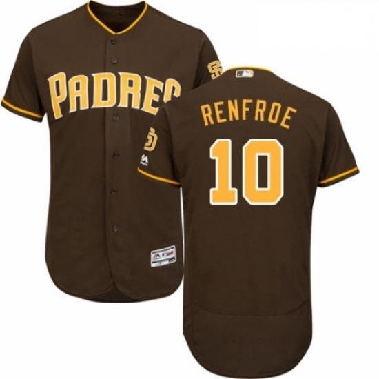 Mens Majestic San Diego Padres 10 Hunter Renfroe Brown Alternate Flex Base Authentic Collection MLB Jersey