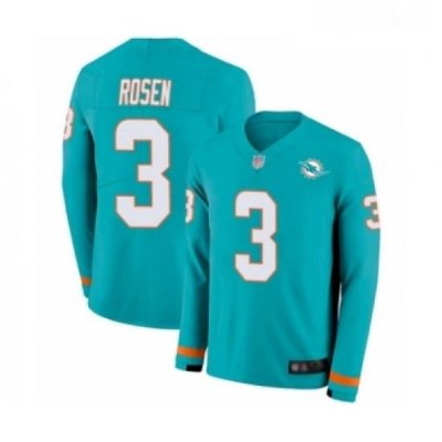 Youth Miami Dolphins 3 Josh Rosen Limited Aqua Therma Long Sleeve Football Jersey