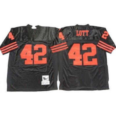 Men San Francisco 49ers 42 Ronnie Lott Black M&N Throwback Jersey