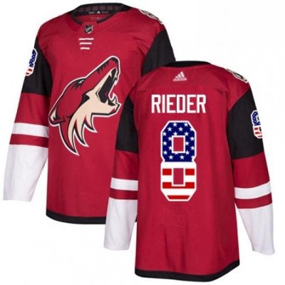 Mens Adidas Arizona Coyotes 8 Tobias Rieder Authentic Red USA Flag Fashion NHL Jersey