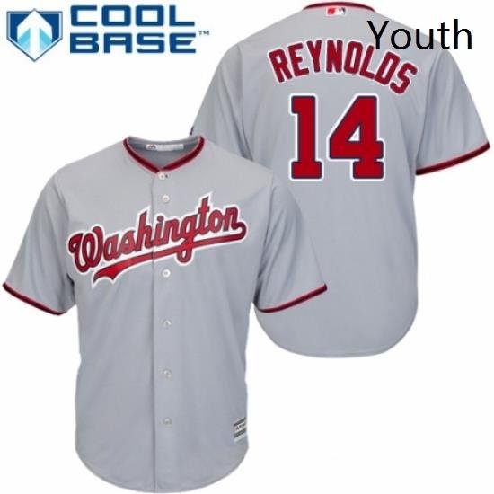 Youth Majestic Washington Nationals 14 Mark Reynolds Replica Grey Road Cool Base MLB Jersey