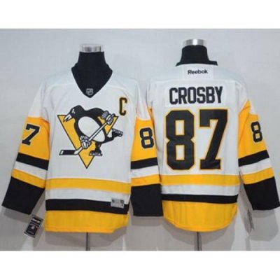 Penguins #87 Sidney Crosby White New Away Stitched NHL Jersey