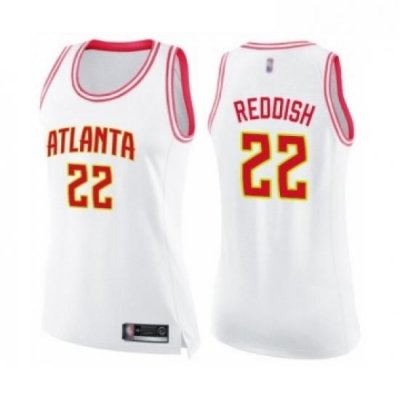 Womens Atlanta Hawks 22 Cam Reddish Swingman White Pink Fashion Basketball Jersey