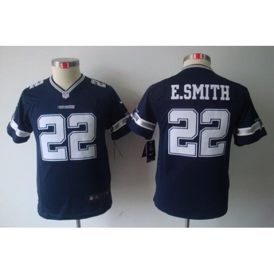 Youth Nike Dallas Cowboys 22 E.SMITH Blue Color Limited Jerseys