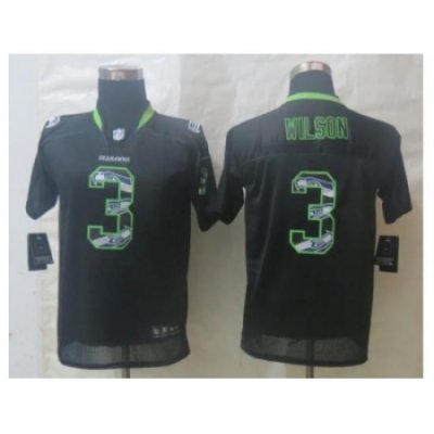 Youth Nike Seattle Seahawks #3 Wilson Black Jerseys(Lights Out Stitched)