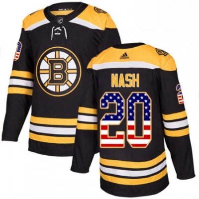 Mens Adidas Boston Bruins 20 Riley Nash Authentic Black USA Flag Fashion NHL Jersey