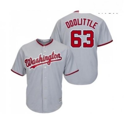 Mens Washington Nationals 63 Sean Doolittle Replica Grey Road Cool Base Baseball Jersey