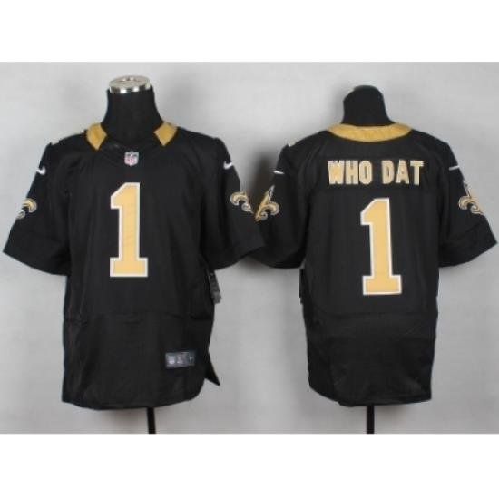 Nike New Orleans Saints 1 who dat Black Elite NFL Jersey